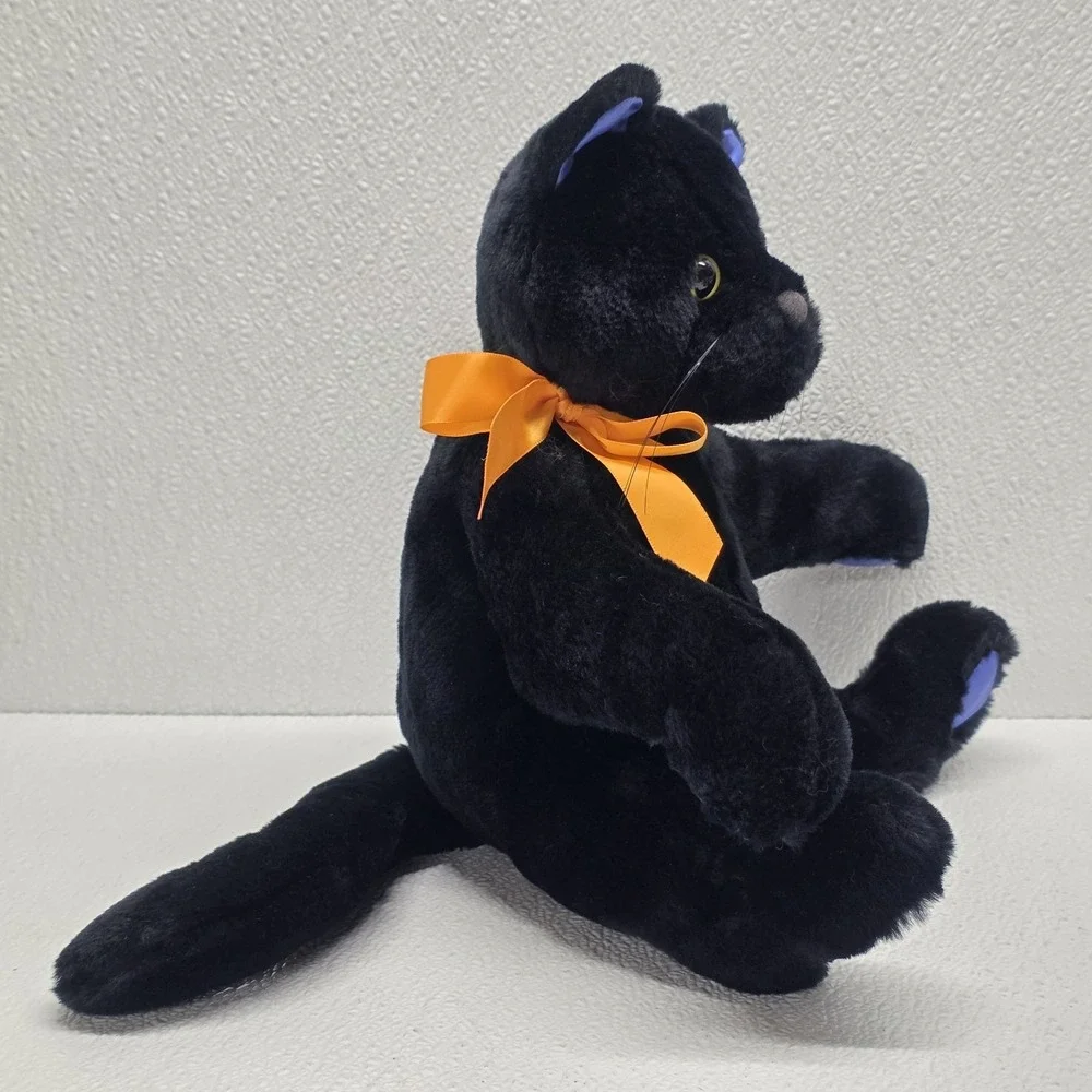 Vintage Hallmark Midnight Halloween Black Cat Blue Paws & Ears Plush